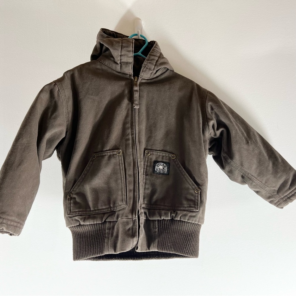 Polar King By Key Fleece Lined Canvas Hooded Full Zip Jacket Size 3T Unisex